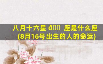八月十六星 🐠 座是什么座(8月16号出生的人的命运)
